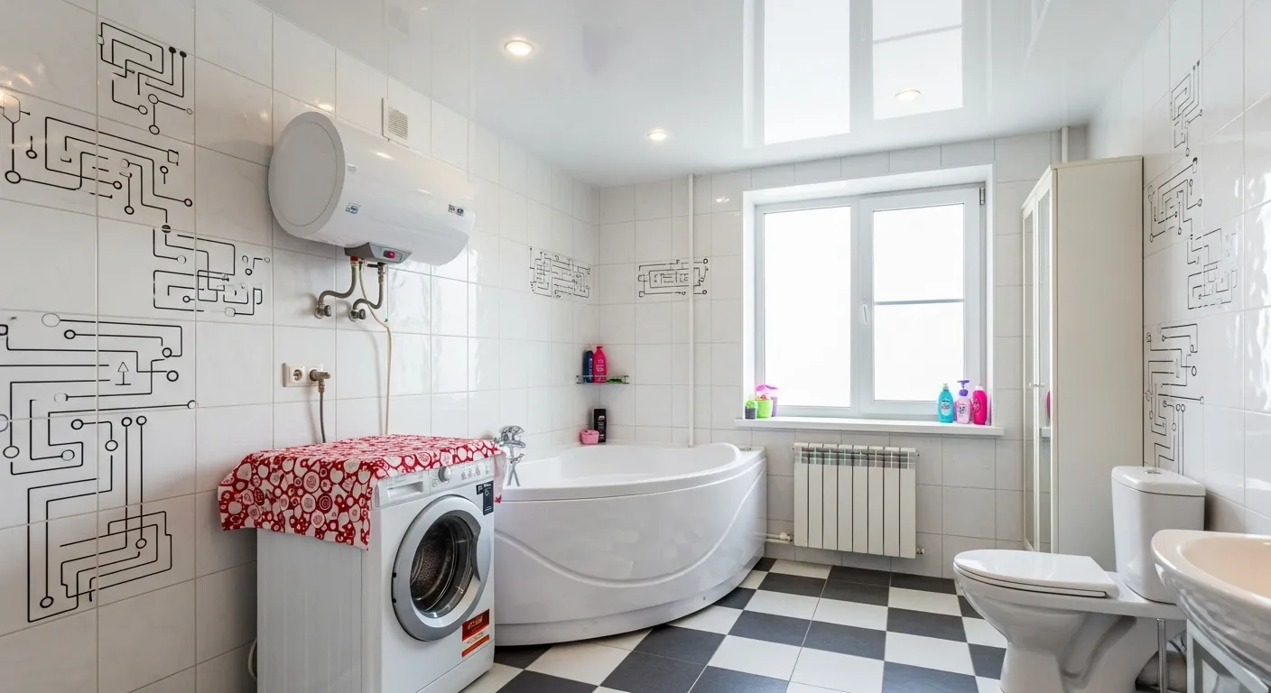 Błyszczący sufit w łazience