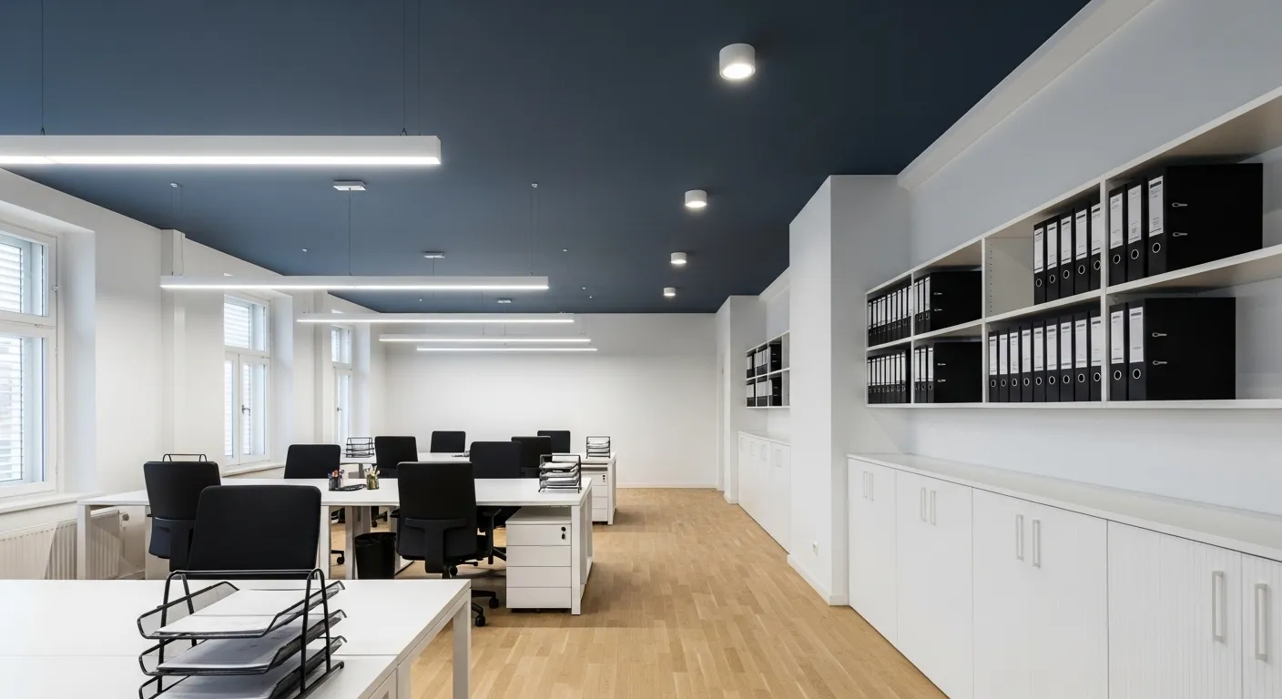 Matowy sufit w biurze