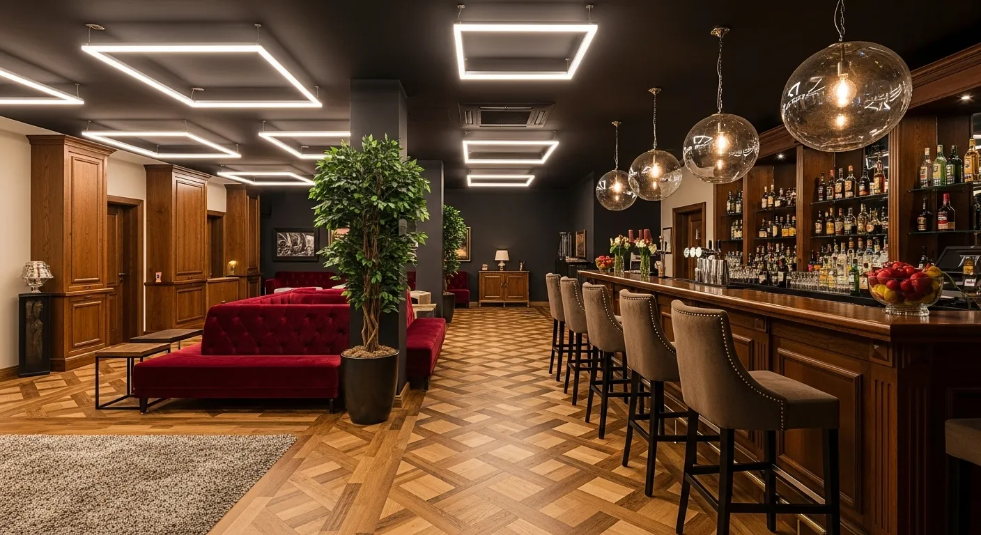 Oświetlenie szynowe w restauracji