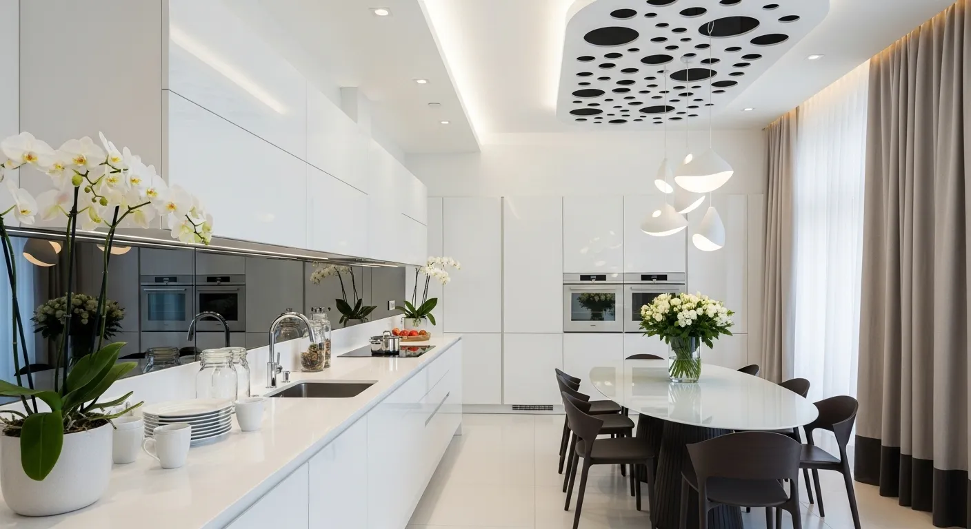 Sufit z profilem cieniowym w kuchni