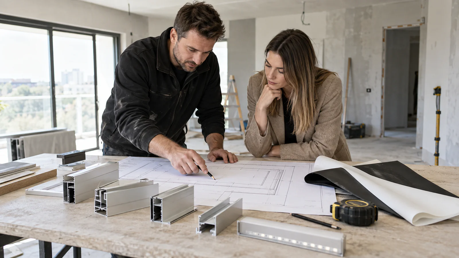 Projekt sufitu napinanego i dobór profili aluminiowych
