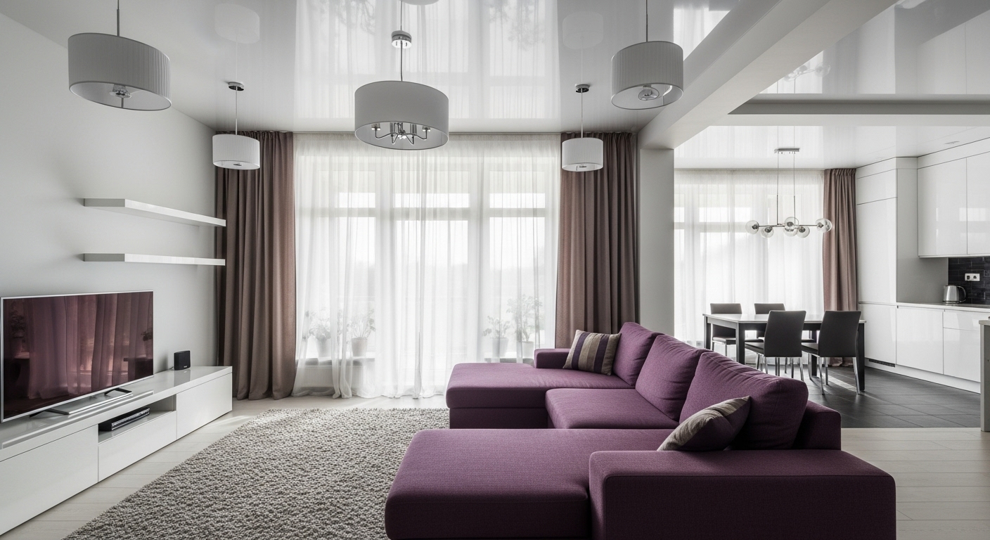 Lakierowany i lustrzany sufit napinany