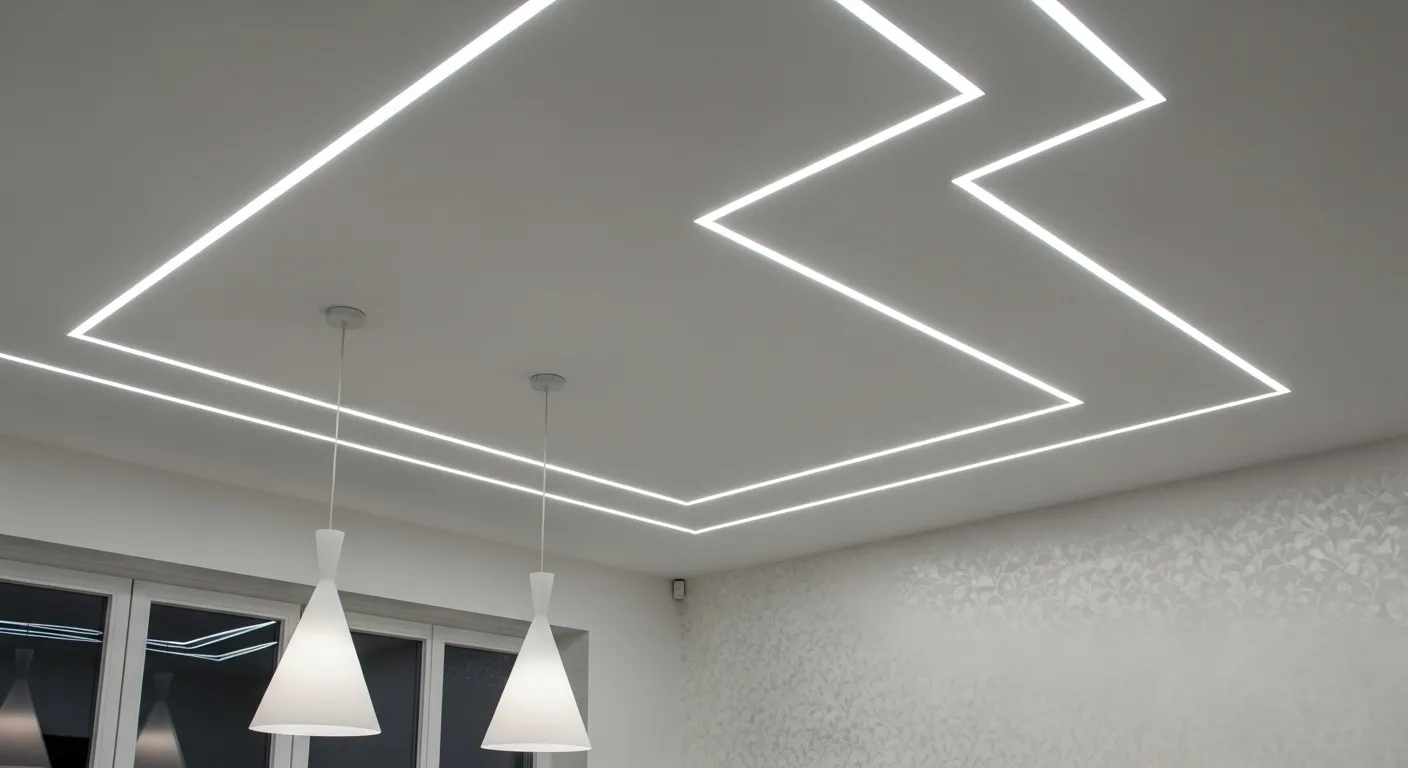 Realizacja sufitów napinanych z liniami świetlnymi — SufitON