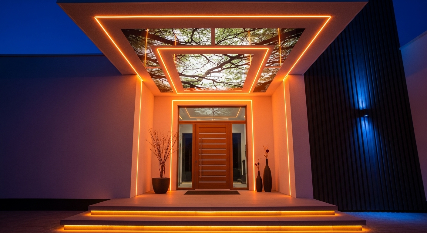 Linie świetlne LED w suficie